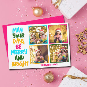 Cartes Pour Fêtes Annuelles Collage photo de Noël Merry Bright Rose