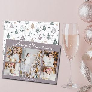 Cartes Pour Fêtes Annuelles Collage photo de Noël moderne mauve clair