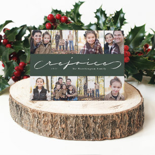 Cartes Pour Fêtes Annuelles Collage photo de Noël religieux vert Réjouissez-vo