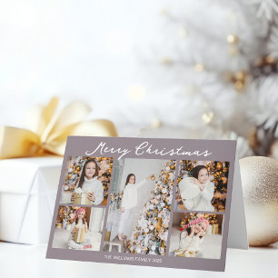 Cartes Pour Fêtes Annuelles Collage photo de Noël tendance Mauve pâle