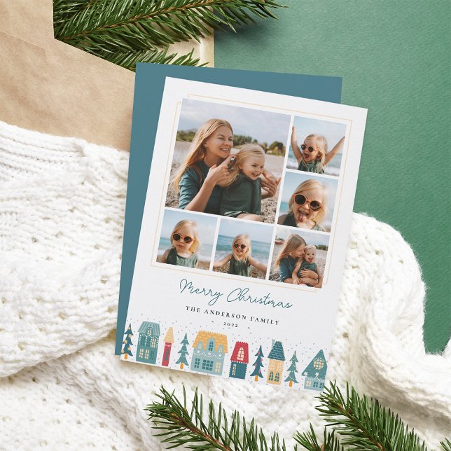 Cartes Pour Fêtes Annuelles Collage photo du village de Noël (Créateur téléchargé)