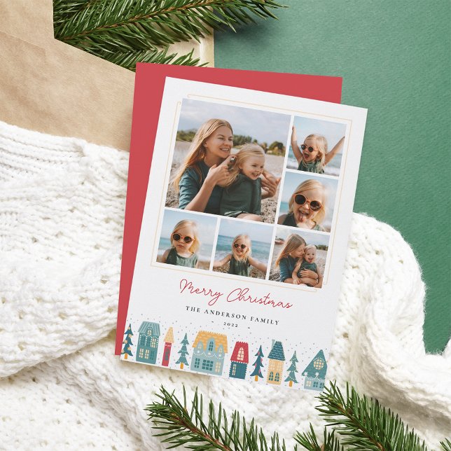 Cartes Pour Fêtes Annuelles Collage photo du village de Noël (Créateur téléchargé)
