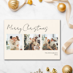 Cartes Pour Fêtes Annuelles Collage photo élégant de Noël à écriture minimalis