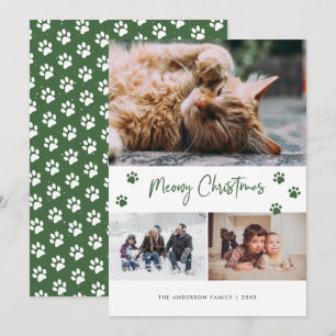 Cartes Pour Fêtes Annuelles Collage photo Empreinte de patte vert Meowy Christ