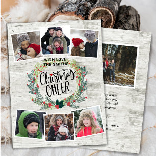 Cartes Pour Fêtes Annuelles Collage photo en bois blanc rustique