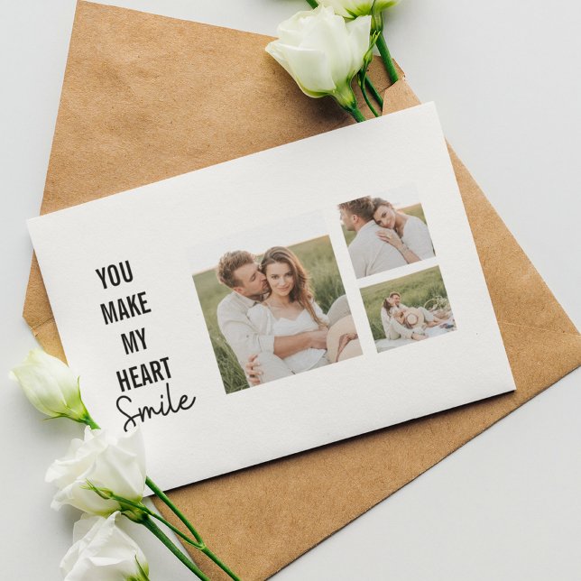 Cartes Pour Fêtes Annuelles Collage photo en couple et belle citation romantiq (Créateur téléchargé)