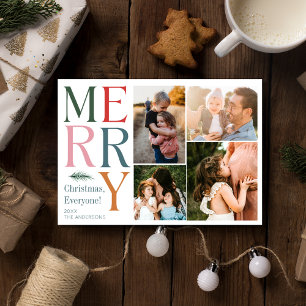 Cartes Pour Fêtes Annuelles Collage Photo Familial de Noël Moderne Vacances