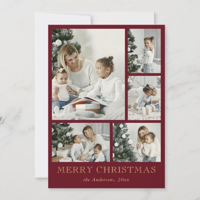 Cartes Pour Fêtes Annuelles Collage photo famille simple et élégant Noël (Devant)