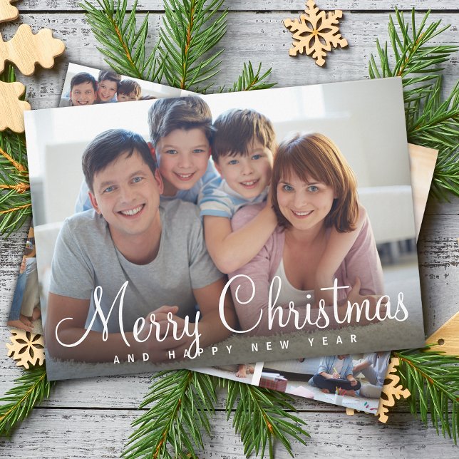 Cartes Pour Fêtes Annuelles Collage photo Joyeux Noël 7 écriture classique (Classic Script Merry Christmas 7 Photo Collage Holiday Card)