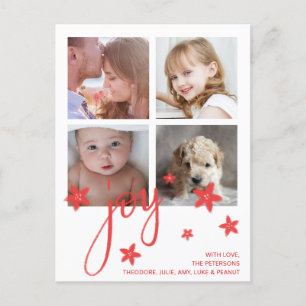 Cartes Pour Fêtes Annuelles Collage photo mignonne Red Joy Christmas
