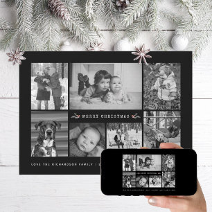 Cartes Pour Fêtes Annuelles Collage photo minimal noir et blanc