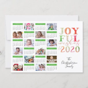 Cartes Pour Fêtes Annuelles Collage photo moderne 2020 Calendrier JOUEUSES SOU