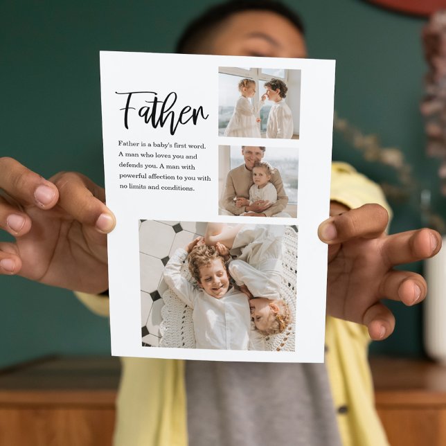 Cartes Pour Fêtes Annuelles Collage Photo Moderne avec Citation du Meilleur Pè (Créateur téléchargé)