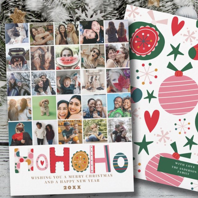Cartes Pour Fêtes Annuelles Collage photo moderne Ho Ho Christmas Card (Créateur téléchargé)