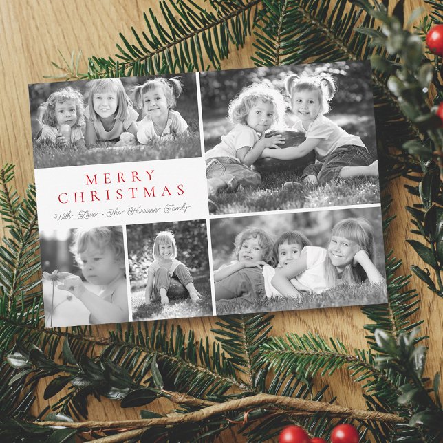Cartes Pour Fêtes Annuelles Collage photo moderne Joyeux appartement de Noël (Modern Photo Collage Merry Christmas Flat Holiday Card)