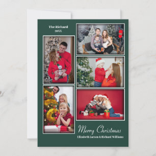 Cartes Pour Fêtes Annuelles Collage photo moderne minimal vert Noël