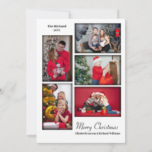 Cartes Pour Fêtes Annuelles Collage Photo Moderne Noël Minimaliste Blanc