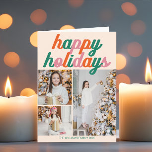 Cartes Pour Fêtes Annuelles Collage photo Noël rétro 3 plié