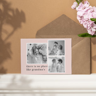 Cartes Pour Fêtes Annuelles Collage Photo Pastel Pink Meilleur grand-mère Pois