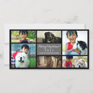 Cartes Pour Fêtes Annuelles Collage photo personnalisé 6 Gris de Noël