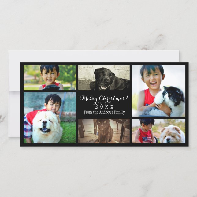 Cartes Pour Fêtes Annuelles Collage photo personnalisé 6 Noël (Devant)