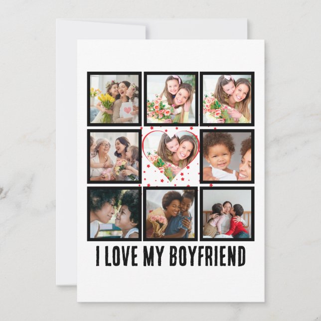 Cartes Pour Fêtes Annuelles Collage photo personnalisé mignon J'aime mon petit (Devant)