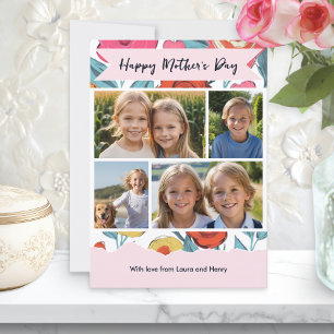 Cartes Pour Fêtes Annuelles Collage photo personnalisé moderne et floral pour