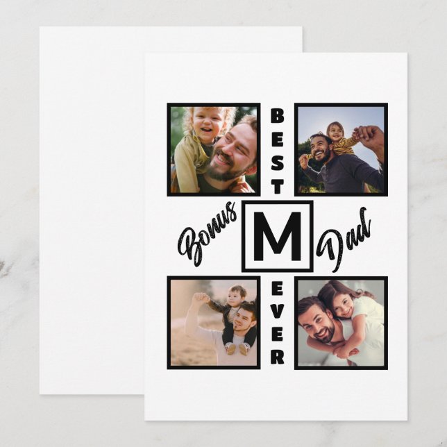 Cartes Pour Fêtes Annuelles Collage photo personnalisé moderne pour beau-père  (Devant / Derrière)