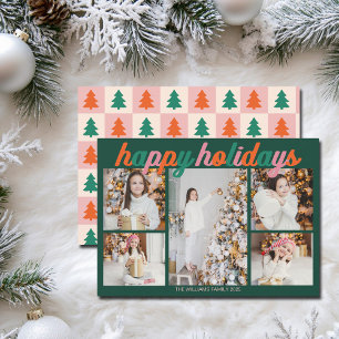 Cartes Pour Fêtes Annuelles Collage photo rétro Joyeux Noël vert mignon