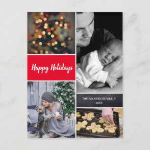 Cartes Pour Fêtes Annuelles Collage photo rouge vertical de Noël