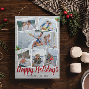 Cartes Pour Fêtes Annuelles Collage photo rustique gris simple Joyeux jours fé