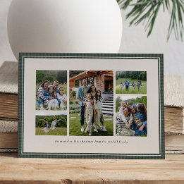 Cartes Pour Fêtes Annuelles Collage photo simple cadre vert famille Noël