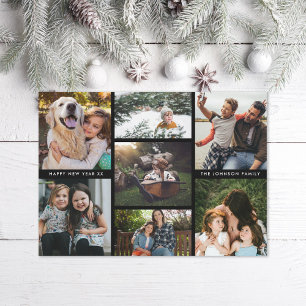 Cartes Pour Fêtes Annuelles Collage photo simple en famille Multiphoto minimal
