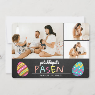 Cartes Pour Fêtes Annuelles Collage photo Tableau craie Pastel Joyeuses Pâques