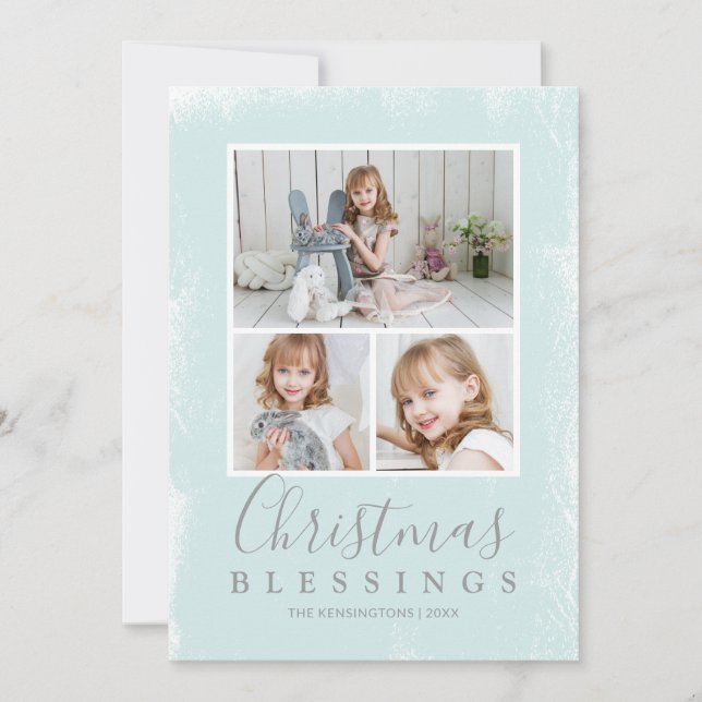 Cartes Pour Fêtes Annuelles Collage photo vert mignon Noël religieux (Devant)