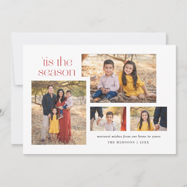 Cartes Pour Fêtes Annuelles Collage Script Moderne Tis La Saison Calligraphie  (Devant)