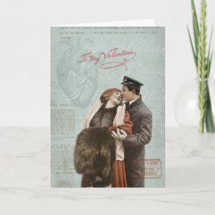 Cartes Pour Fêtes Annuelles Collage vintage de coeur d'amour de couples de