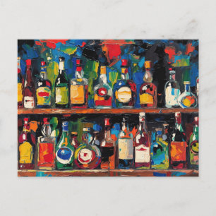 Cartes Pour Fêtes Annuelles "Collection de bouteilles de la étagère de bar" (S
