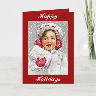 Cartes Pour Fêtes Annuelles Collection de Noël Vintage Victorian Girl Greeti