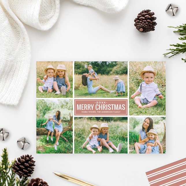 Cartes Pour Fêtes Annuelles Collection de photos rose pâle de Noël moderne (Créateur téléchargé)