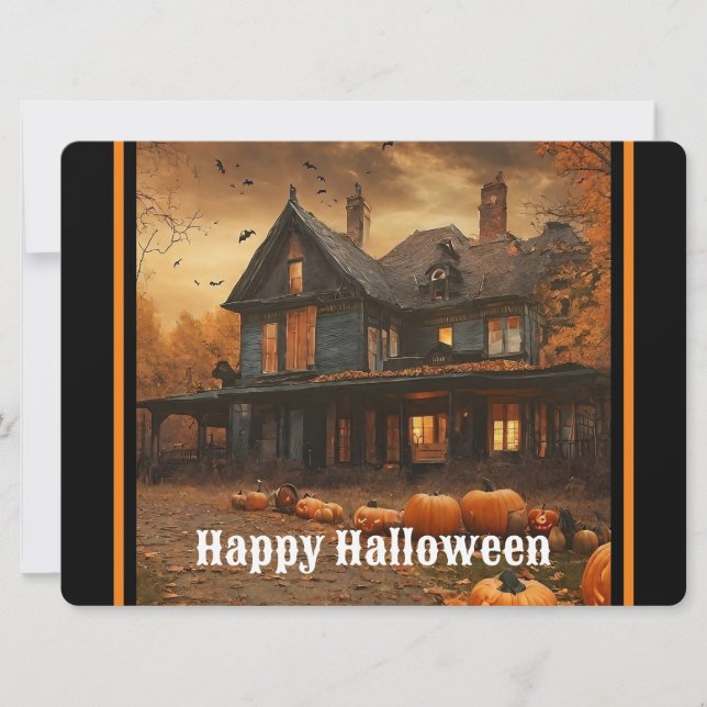 Cartes Pour Fêtes Annuelles Collection Halloween Citrouille Maison éffrayante (Devant)