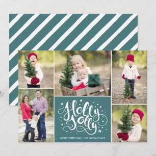 Cartes Pour Fêtes Annuelles Collection photo Holly Jolly moderne Noël Turquois