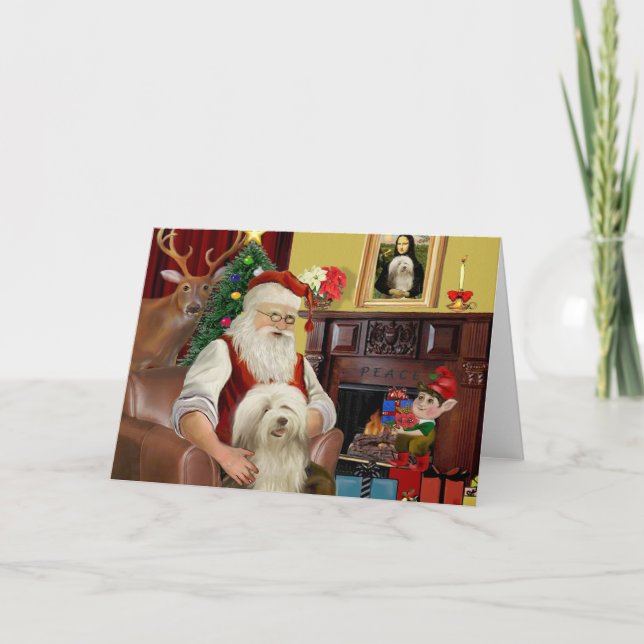 Cartes Pour Fêtes Annuelles Collie barrée de Père Noël (#16) (Devant)