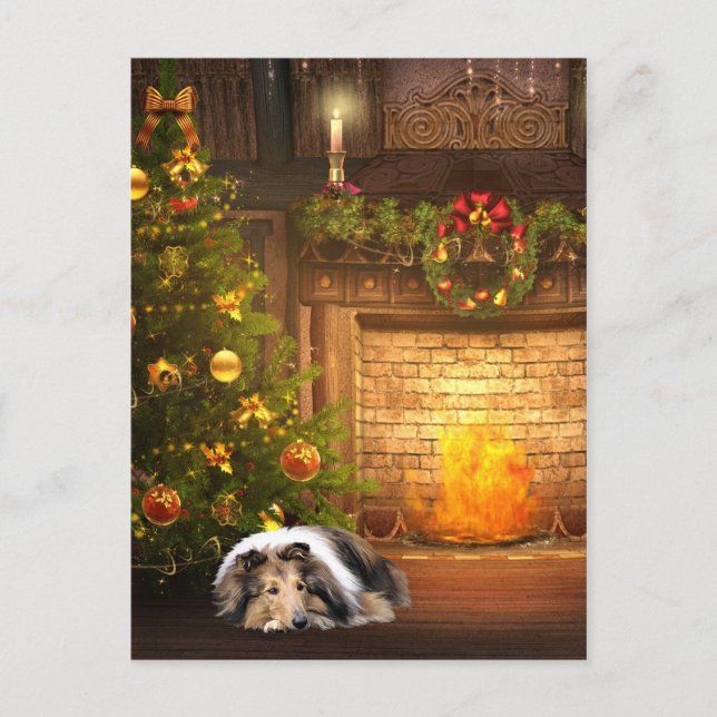 Cartes Pour Fêtes Annuelles Collie Christmas (Devant)
