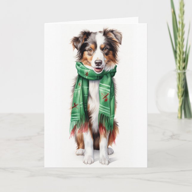 Cartes Pour Fêtes Annuelles Collie de Noël, Border Collie, Berger Australien (Devant)
