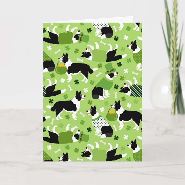 Cartes Pour Fêtes Annuelles Collie frontière de la fête Saint-Patrick (Devant)