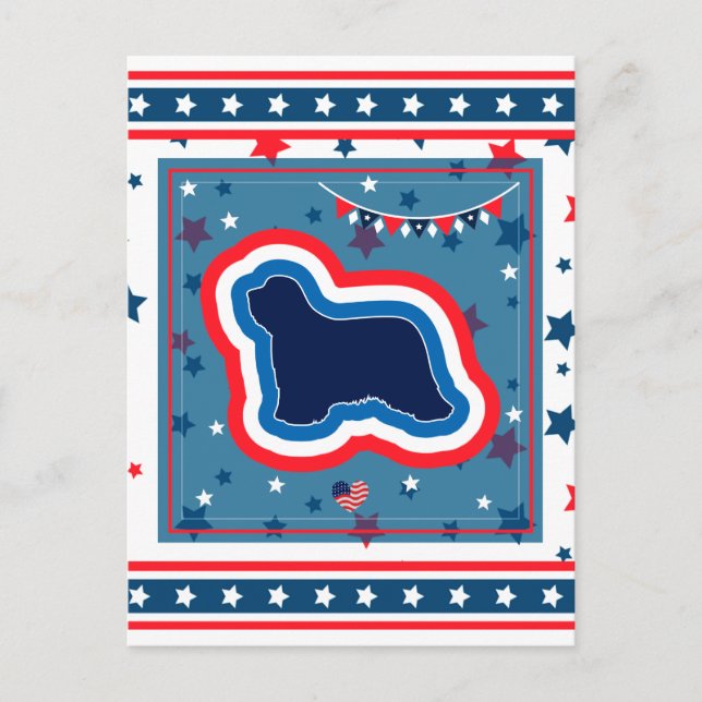 Cartes Pour Fêtes Annuelles Collie Patriotique Rouge Blanc Bleu 4 Juillet (Devant)