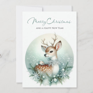 Cartes Pour Fêtes Annuelles Collier Cerf d'Hiver & Flocon de Neige