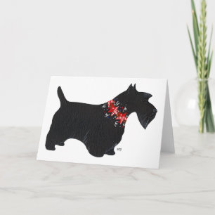 Cartes Pour Fêtes Annuelles Collier de vacances de Terrier écossais noir