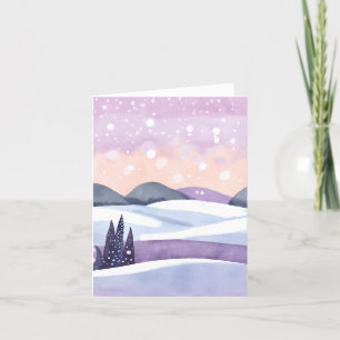 Cartes Pour Fêtes Annuelles Colline violette d'hiver aquarelle